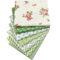 nanchuang green leaves twill cotton fabric patchwork cloth for sewing quilting bundle handmade tissues material 7pcslot 40x50cm