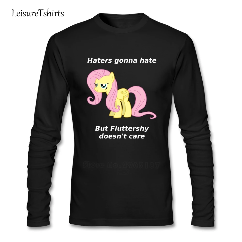 Футболка мужская с длинным рукавом и надписью Haters hate Fluttershy't Care | Мужская одежда
