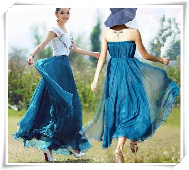 2018 Летняя распродажа Для женщин Boho длинное пляжное юбки Элегантная шифоновая
