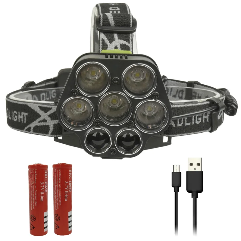 Option B Litwod z202507 Мощный светодиодный налобный фонарь Micro USB зарядное устройство головной светильник 5* T6+ 2* XPE Головной фонарь портативный светильник вспышка светильник фонарь - Испускаемый цвет: Option B