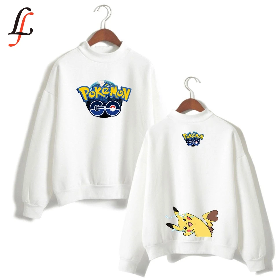 Толстовка с капюшоном и высоким воротом Pikachu Kpop Харадзюку Женская одежда