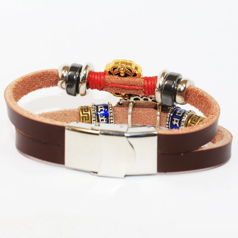 Тибетская кожа ручной работы многослойный тканый кожаный браслет Kallaite