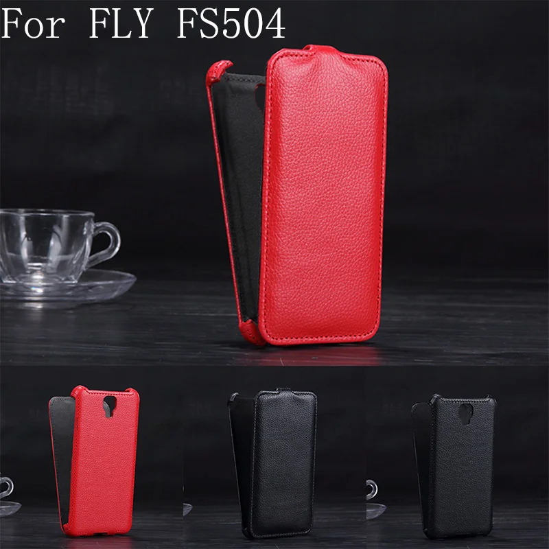 Luxury Lichee Pattern flip Leather Case for Fly Cirrus 2 FS504 leather cover color black,red