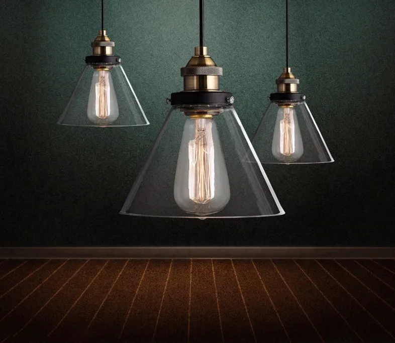 Винтажный подвесной светильник из прозрачного стекла E27 столовая настольная