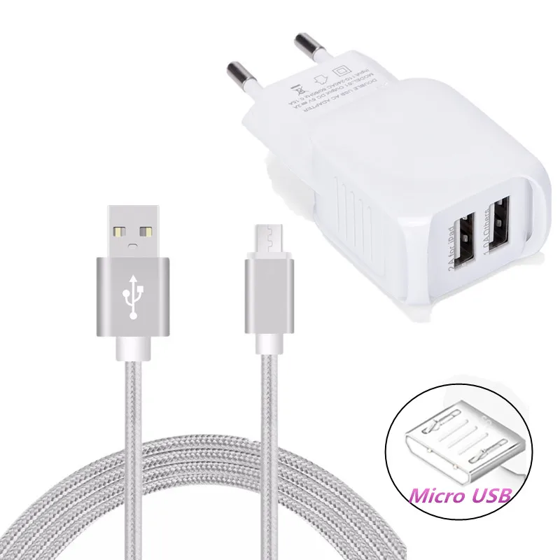EU Plug USB зарядное устройство 1 м Micro кабель для Samsung J4 J6 + J2 J3 2016 J5 J7 2017 moto g3 g4 Sony Z1 Z2 Z3 Z4 Z5