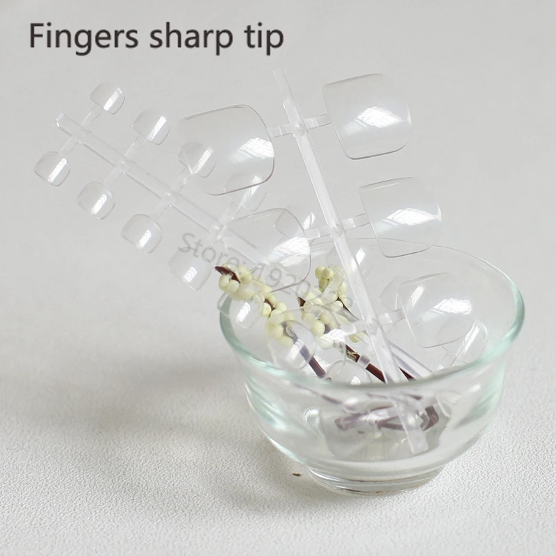 24 шт покупает французский шоу милые конфеты поддельные ногти на ногах прозрачный