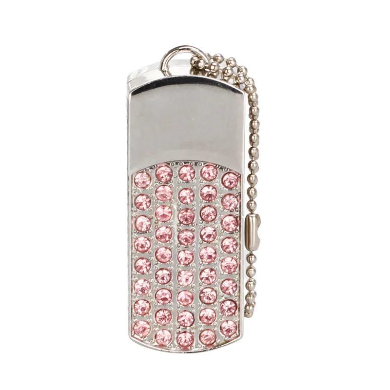 pink USB флеш-накопитель 32 Гб металлический флеш-накопитель 8 ГБ Кристальный usb диск 128 ГБ USB накопитель с драгоценными камнями 64 Гб вращающийся флеш-накопитель 16 Гб бесплатный логотип - Цвет: pink