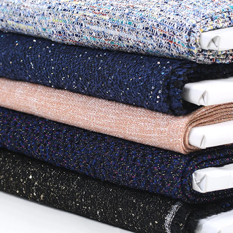 

5 Patterns 145CM Wide 500G/M Weight Knitted Blue Brown Acrylic Polyester Fabric for Autumn and Spring Dress Overcoat Jacket E567