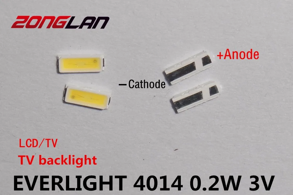 100PCS Original EVERLIGHT LED 4014 Light Beads Cool white High Power 0.2W 3V 21LM For LCD TV Backlight Application | Освещение
