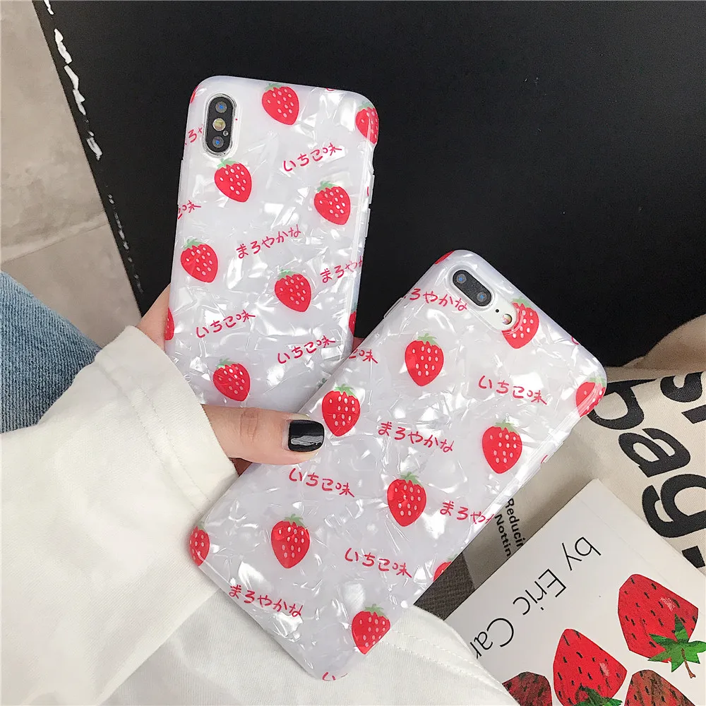Мягкий чехол для iPhone X XS Max XR с рисунком клубники Модный 7 8 P 6 6s Plus простые защитные