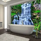 Большие 3D обои с изображением скалы, водопада, душа, ванны, художественная настенная роспись, напольные наклейки, креативный дизайн для домашнего декора, рулоны обоев водопада