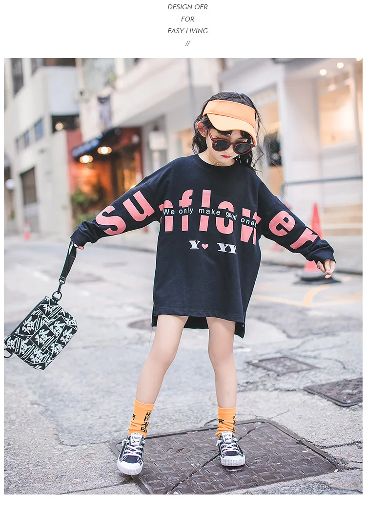 

girl Sweatshirts for teenage girls clothes 2019 spring kids children top fashion white black kids clothes