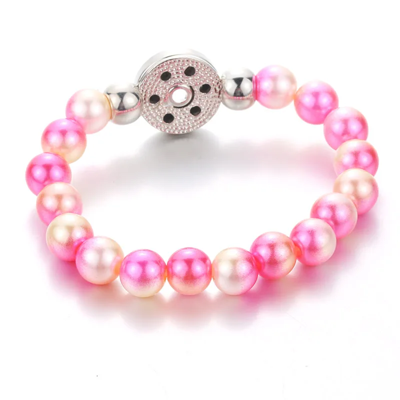10MM Simulated Pearl Beads Elasticity Bracelets Female 18mm Snap Bangles For Women Button Bracelet 4700 | Украшения и аксессуары