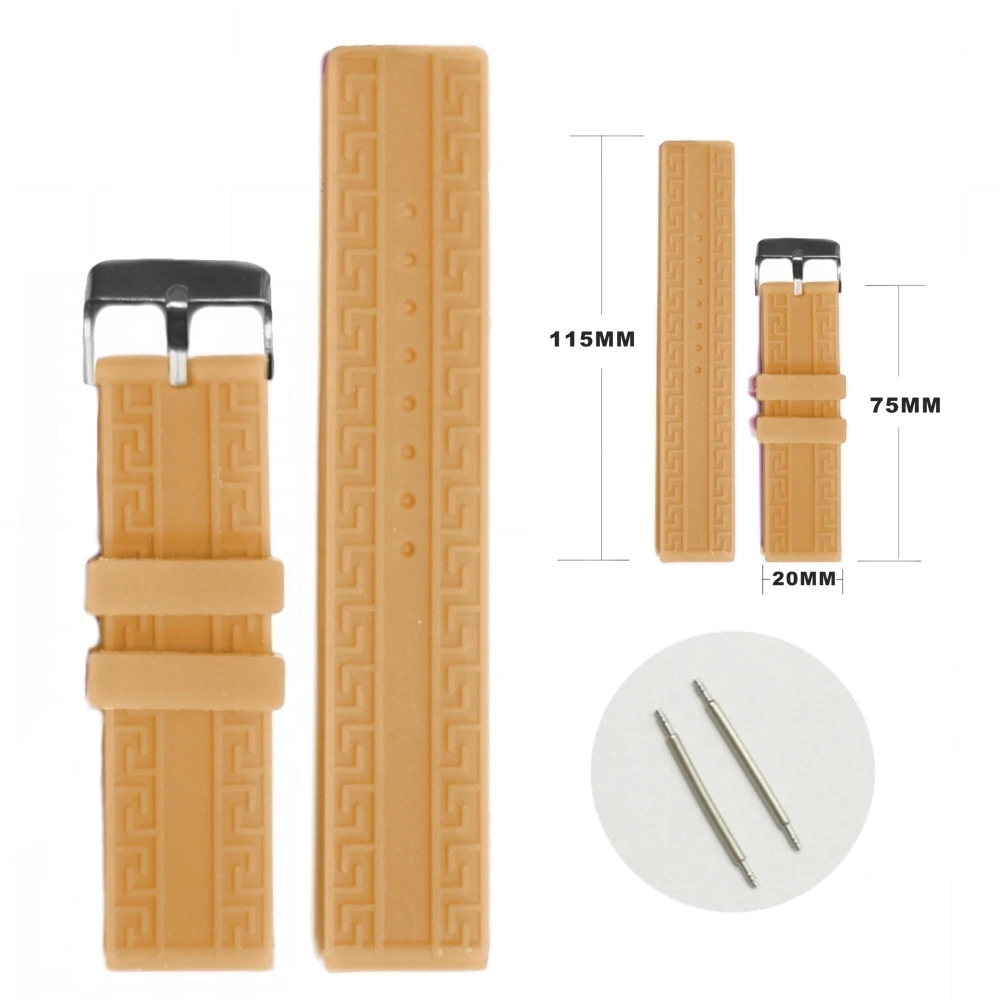 Ремешок силиконовый для наручных часов резиновый браслет цвета: верблюжий