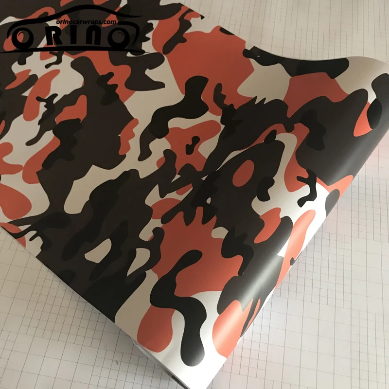10/20/30/40/50X152CM Orange Black Camouflage Vinyl Wrap Adhesive Car Motorcycle Wrapping Sticker Decal Film with Air Release | Автомобили