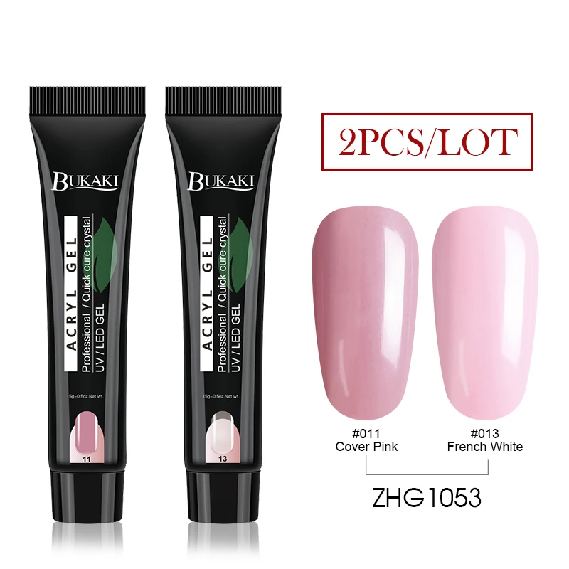 2PCS ZHG1053 BUKAKI Кристальный поли гель прозрачный розовый быстрое строительство УФ гель для ногтей Салон Советы Кисть расширитель замочить от ногтей клей для наращивания - Цвет: 2PCS ZHG1053
