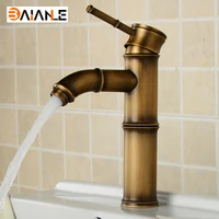 basin faucet brass bamboo single handle control antique basin mixer hot and cold torneira bathroom tap