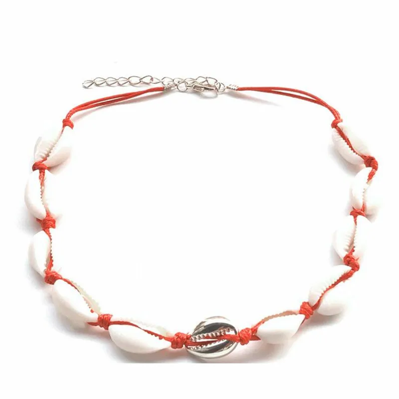 silver necklace Модное золотое ожерелье-чокер в виде раковины каури для женщин и девушек, богемное пляжное летнее ювелирное изделие в подарок - Окраска металла: silver necklace