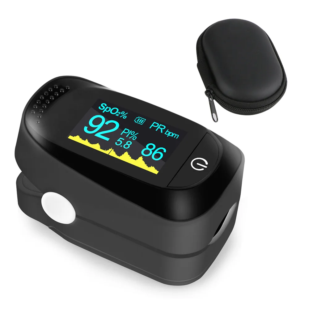 RZ портативный Пальчиковый Пульсоксиметр медицинское оборудование с монитором сна Пульсоксиметр Spo2 PR Пульсоксиметр - Цвет: A2-Black-bag