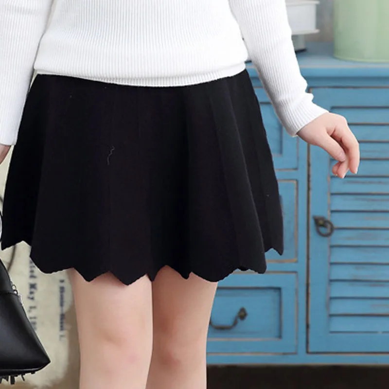 black girl skirts Вязаные школьные юбки с высокой талией для детей; сезон осень-зима-весна; трапециевидная юбка принцессы; Одежда для девочек; коллекция года; цвет красный, черный; одежда для детей - Цвет: black girl skirts