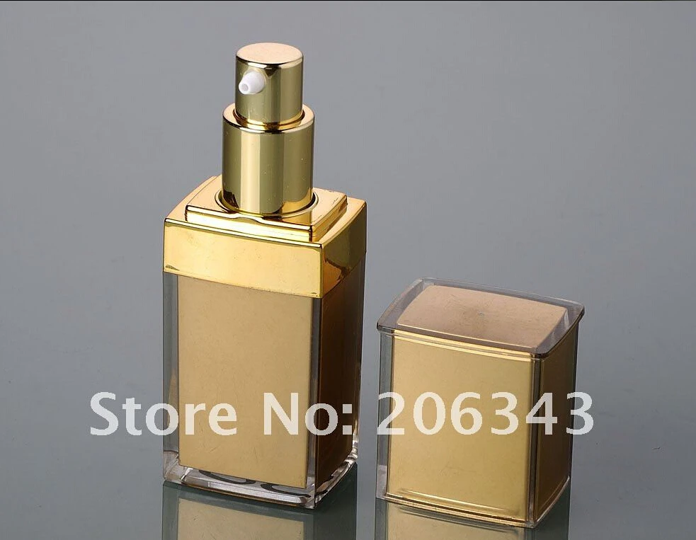 30 мл Золотая Квадратная бутылка с насосом косметический контейнер косметическая