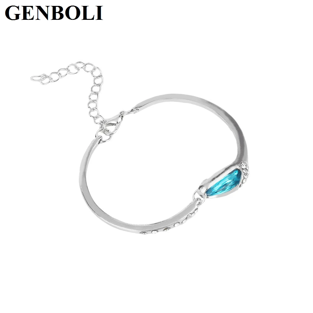 GENBOLI синий кристалл бабочка кулон ожерелье для женщин серьги гвоздики браслет