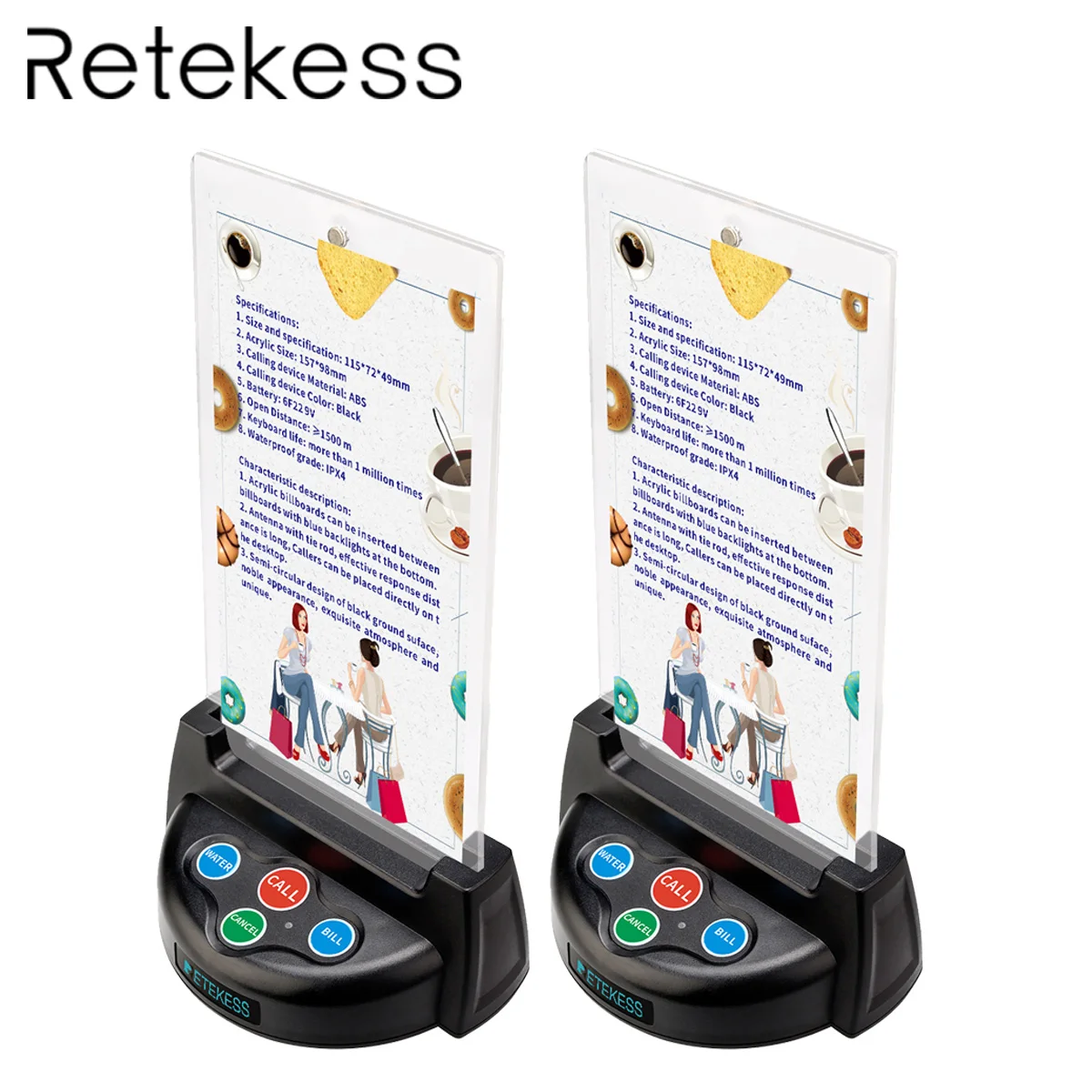 2pcs Retekess TD006 четыре кнопки беспроводной звонок пейджер кнопка вызова передатчик для беспроводной системы вызова для ресторана кофе - Цвет: 2pcs