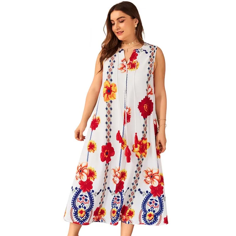 Maxi Floral Dress Women Big Size 2019 Summer Elegant Party Ladies Fat Plus Beach Long Print Dresses Womens4XL | Женская одежда
