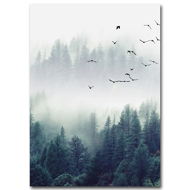 Picture 2 Лесное искусство пейзажа, холст, плакат, настенная живопись в скандинавском стиле, принт, природное украшение, картина для гостиной, скандинавский Декор для дома - Цвет: Picture 2