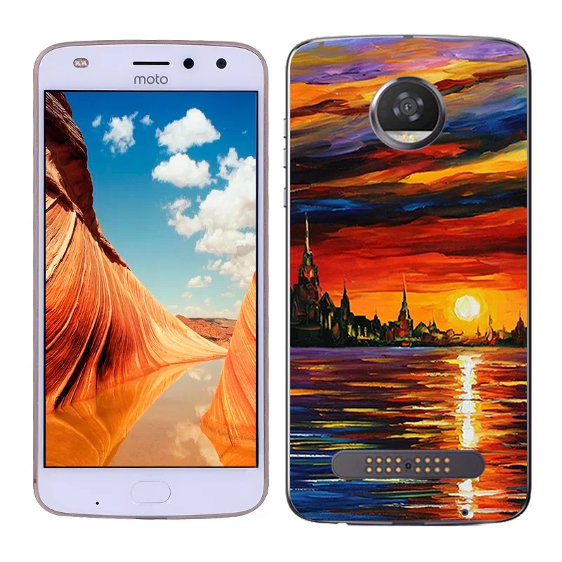 Для Motorola Moto Z2 Play Чехлы 5 &quotTPU силиконовый чехол для XT1710 масляная роспись Z (2 го