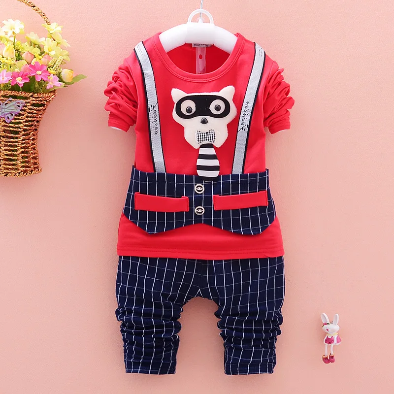 Boys Suit Clothing Set 2017 New Autumn Long Sleeve Fashion Cartoon Jacket Clothes Baby Kids Suits Lattice Pant Children 2Pcs |