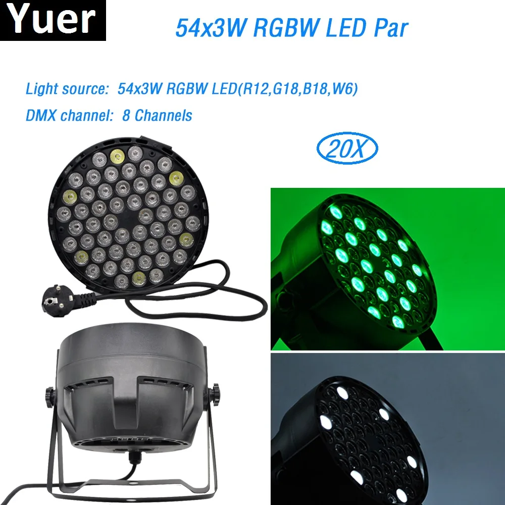 20 шт./лот 54x3 Вт led Par Light RGBW PAR DMX512 изменение цвета стробоскоп диммер dmx Светодиодная