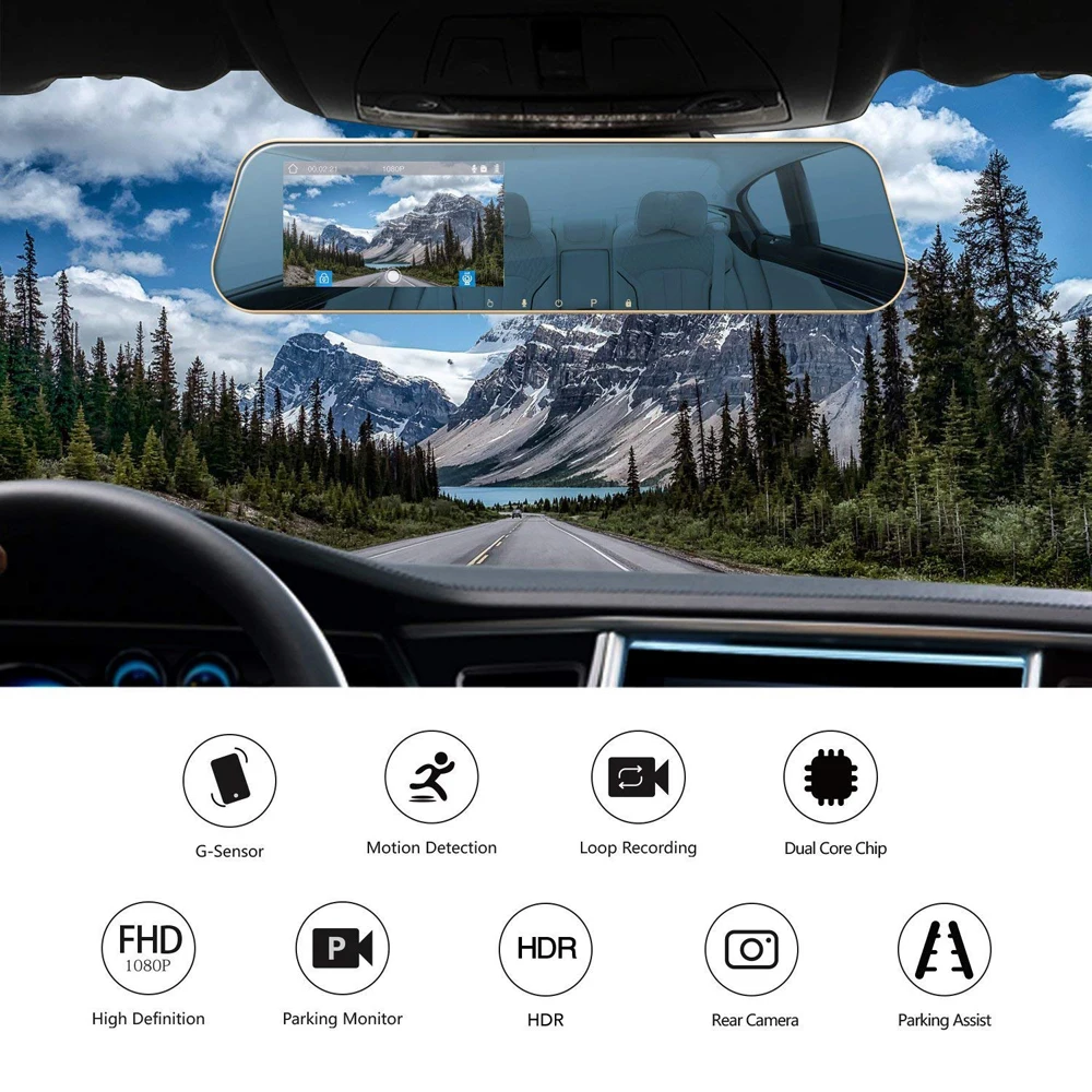 CRUZ dash cam зеркальный видеорегистратор двойная камера объектив Автомобильный с