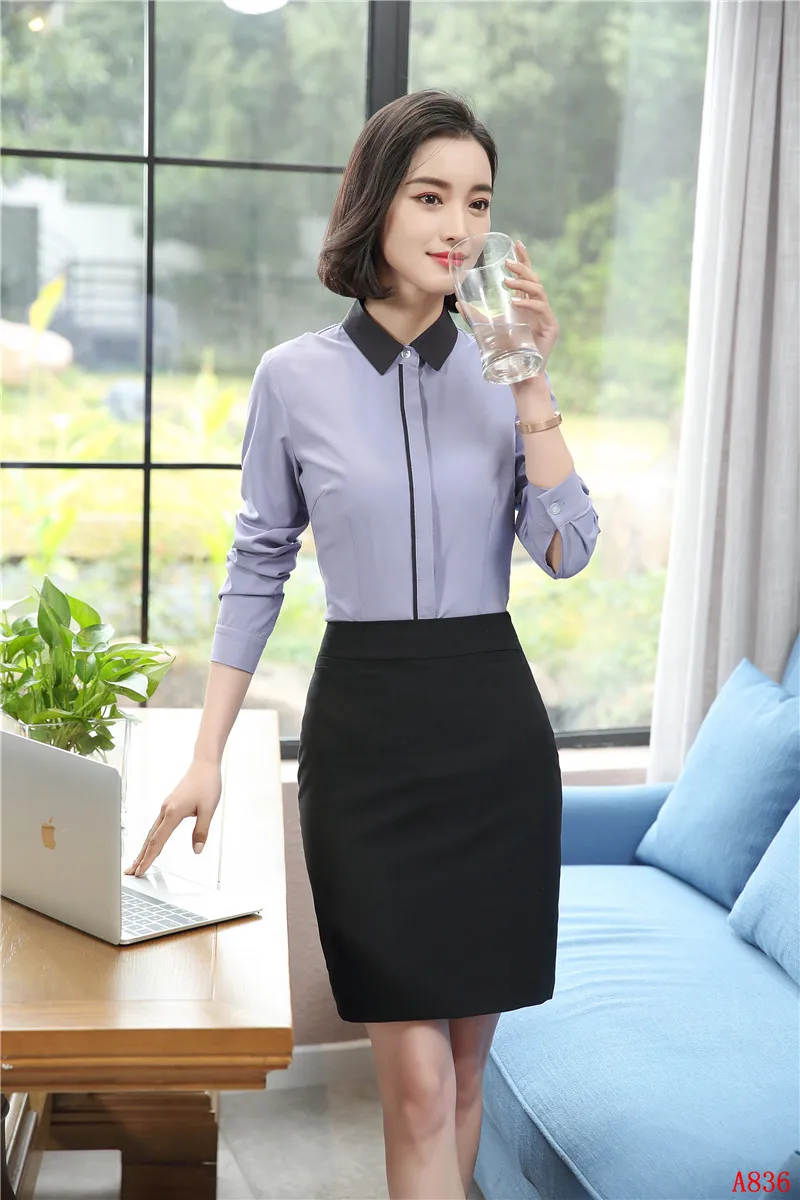 Формальные костюмы с юбкой из 2 предметов топом и приталенные весенне-осенние