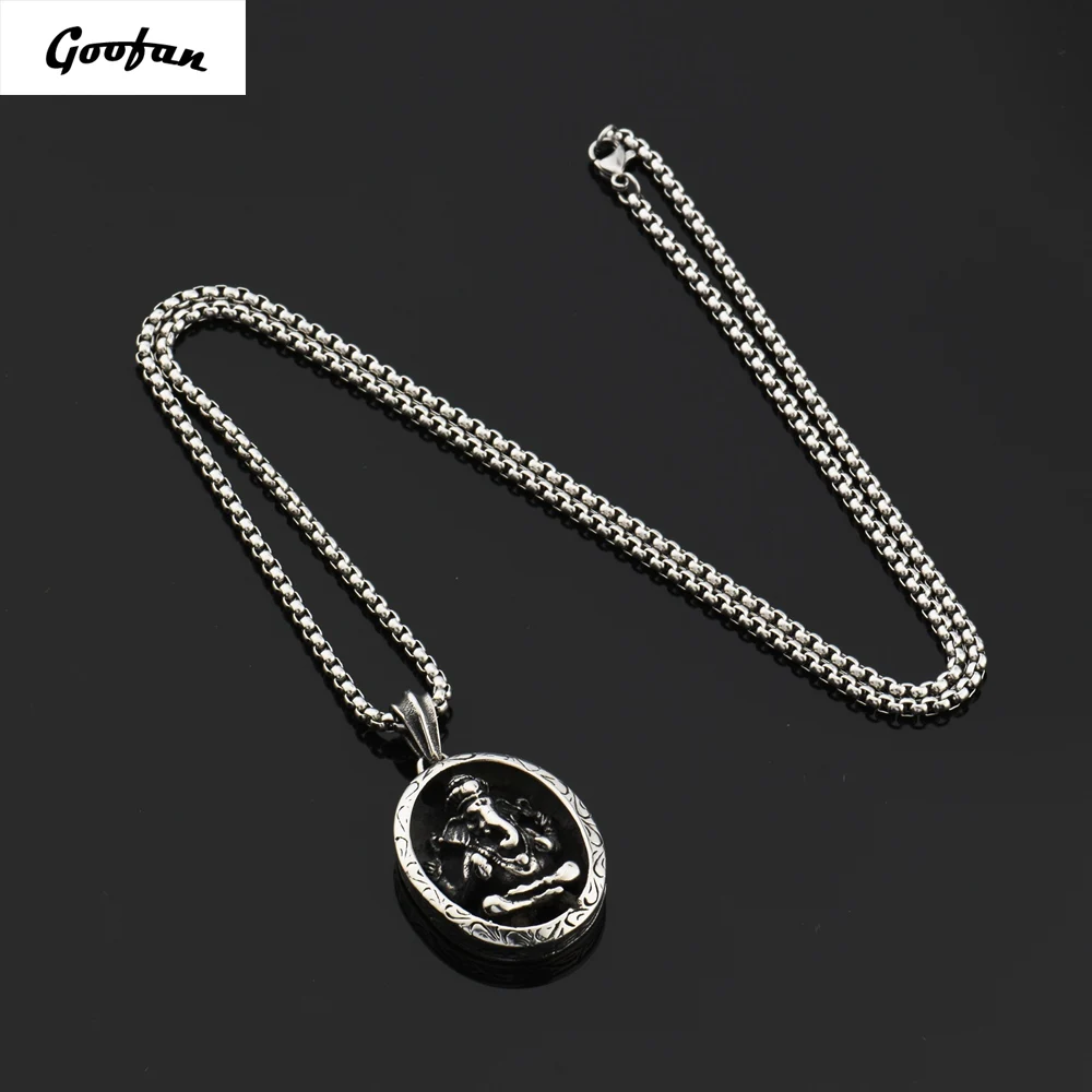 Goofan2017 новый хип хоп слон Бог круглый кулон Цепочки и ожерелья Нержавеющая сталь