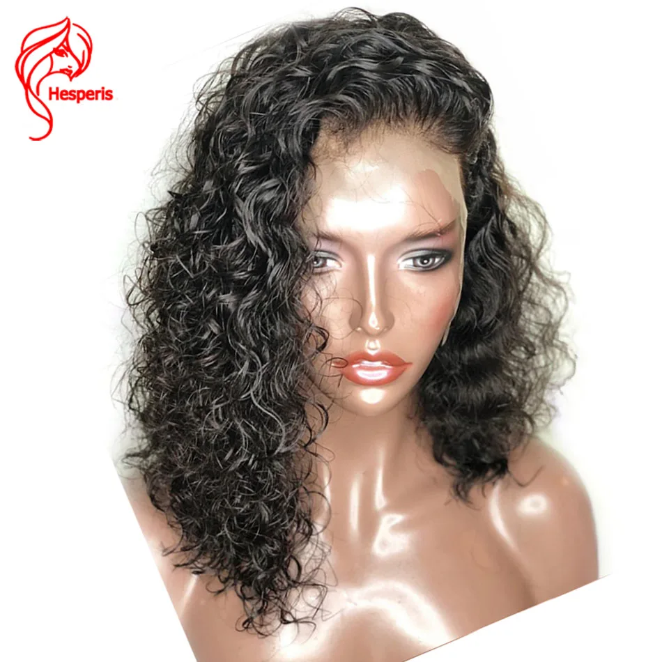 Hesperis кудрявые парики шнурка спереди бразильские волосы Remy 13x6 человеческие парики с волосами младенца 150 плотность предварительно сорвал парик