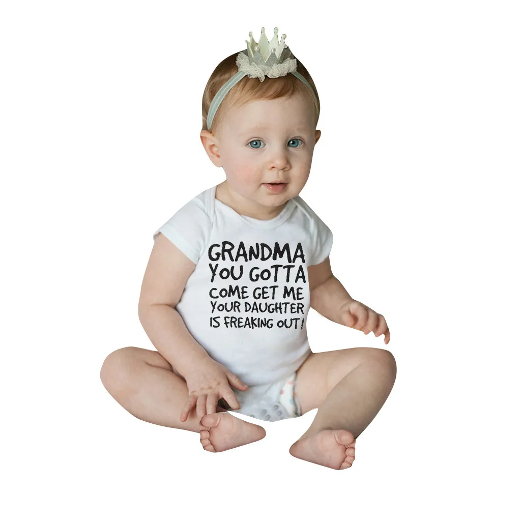 Infant Girls Boys Romper Short Sleeve Letter Print Clothes Baby Jumpsuit Newborn Little Rompers | Детская одежда и обувь