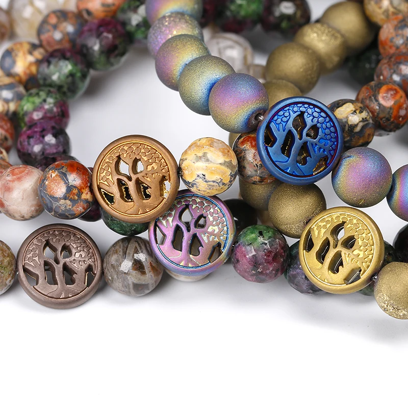 Браслет из натурального бамбукового камня цветной браслет кварцевых бусин для