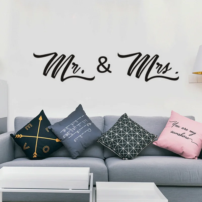 MR & MRS День Святого Валентина английская Наклейка на стену Декор Спальни Съемный
