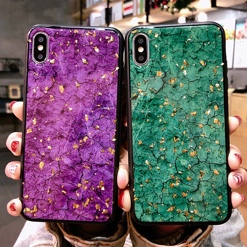 Блестящий эпоксидный чехол из золотой фольги для телефона IPhone XS Max XR X 7 8 6 6S Plus