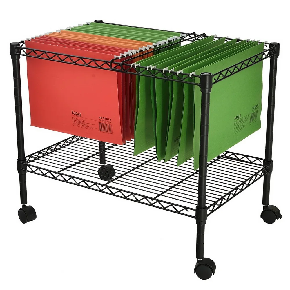 Single Tier Metal Rolling Mobile File Cart 23.6 x 12.6 x 18 Black-US Stock