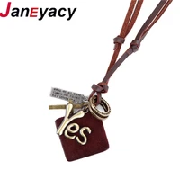 janeyacy new fashion personality accessories mens necklace casual retro adjustable yes necklace leather necklace ladies gifts