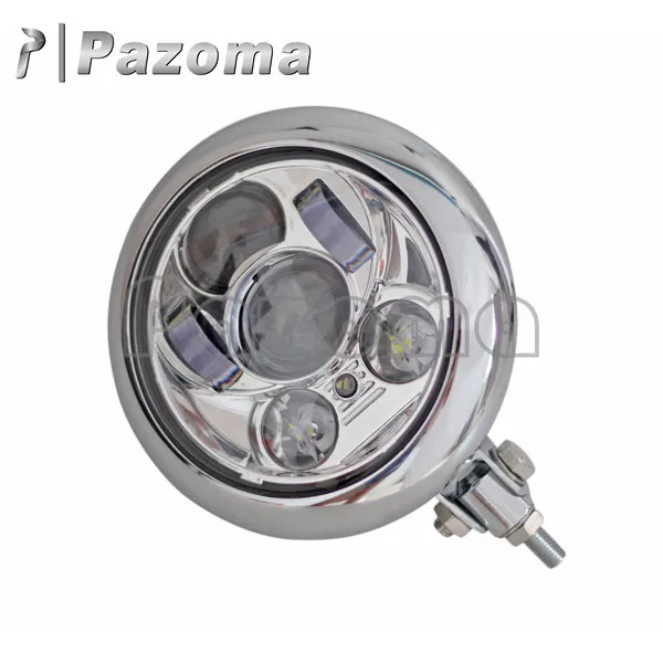 Хромированный Светодиодный фонарь на переднюю голову для мотоцикла точечный
