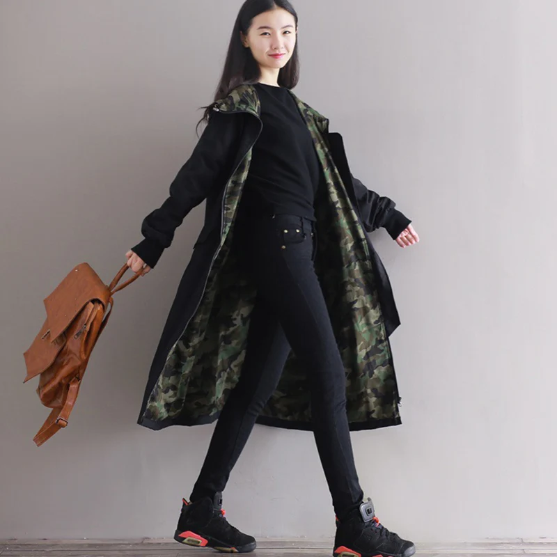 Тренчкот женский демисезонный с длинным рукавом и отложным воротником|fashion trench