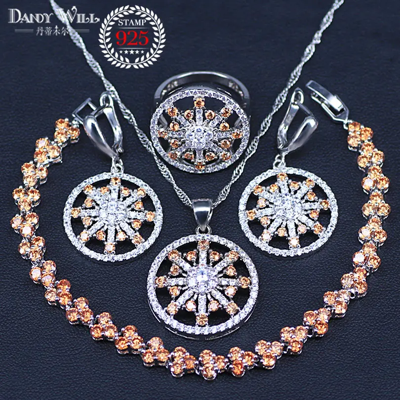 Цвета шампанского кубического циркония AAA качество серебряный цвет Ювелирные