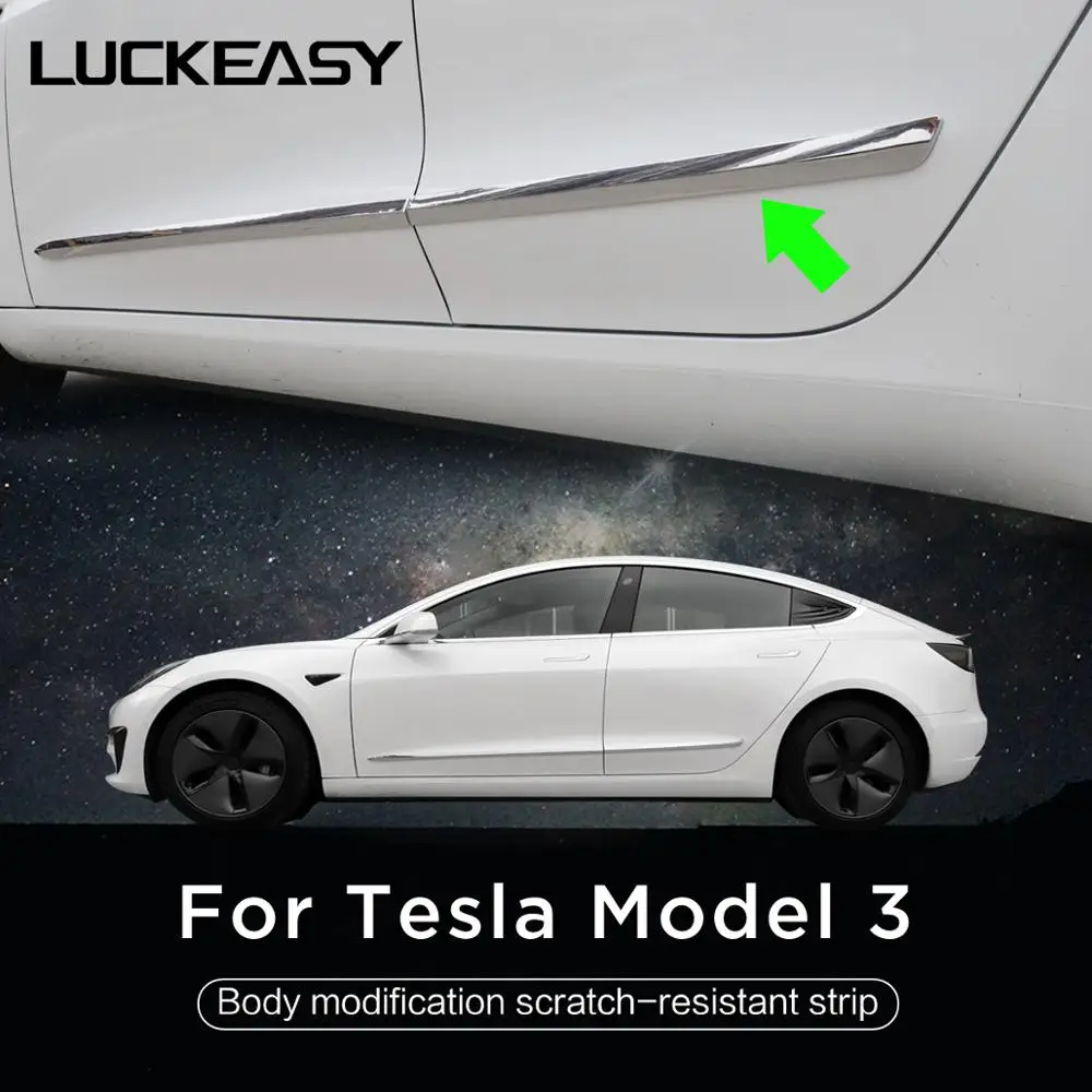 

For Tesla Model 3 Stainless Steel Door Anti-Scratch Trim Strip Anti-Collision Strip Model3 2023 Door Side Skirt Decoration Strip