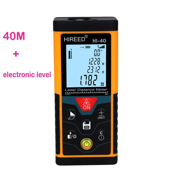 HI-40Q Yellow Лазерный дальномер ATTKOO, 40 м, 80 м, 100 м, дальномер, Лазерная Лента, дальномер, устройство для измерения, линейка с электронным уровнем - Цвет: HI-40Q Yellow