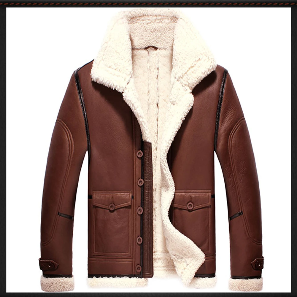 Мужская куртка B3 Flight Shearling зимняя теплая мужское короткое пальто|Мужские кожаные