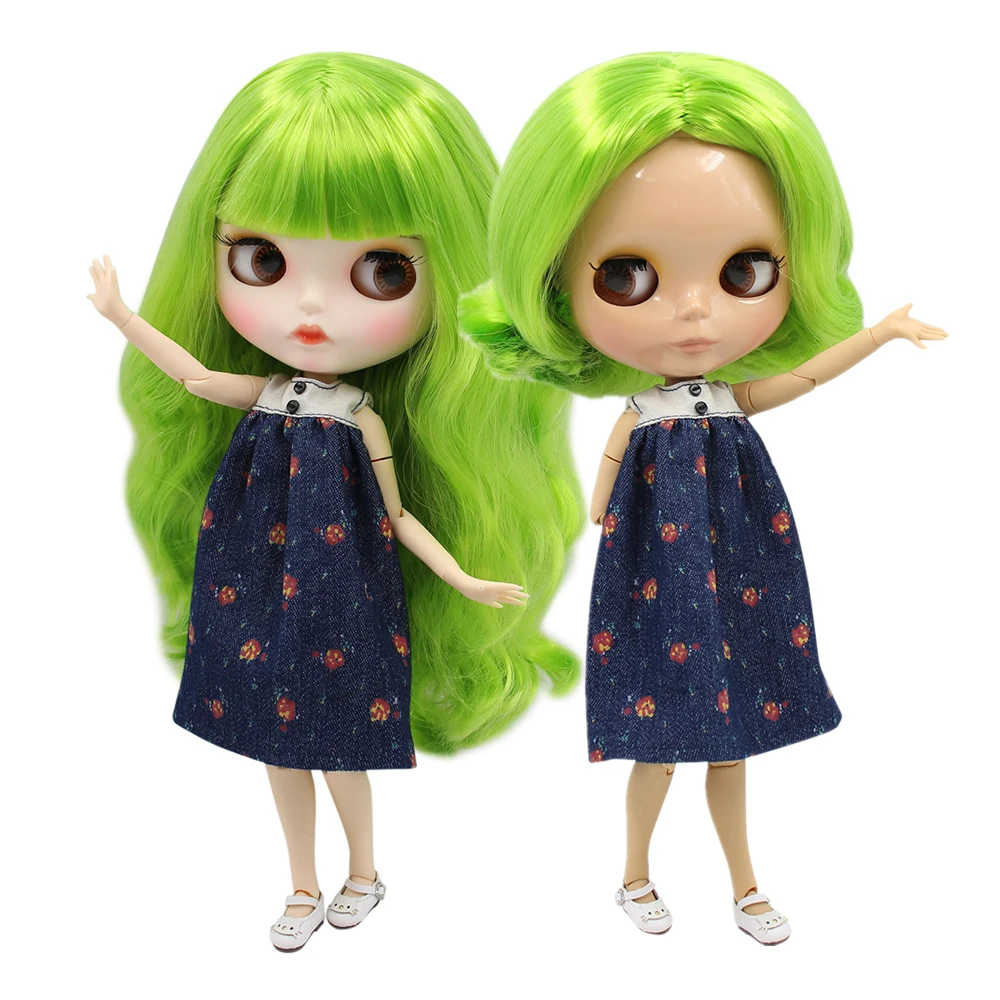 Ледяная кукла DBS Blyth 1/6 BJD ярко зеленые волосы для суставов тела белая кожа матовое