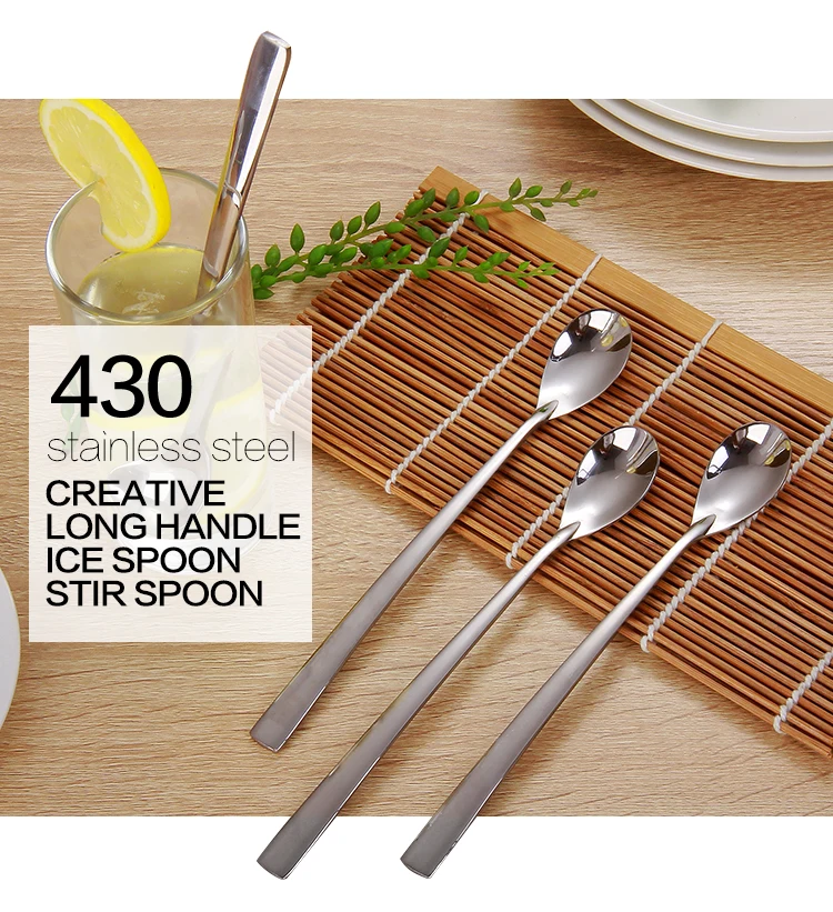 ОРЗ 4 шт./компл. Нержавеющая сталь длинной ручкой SpoonSet Чай десерт Кофе помешивая мороженое столовые принадлежности Комплектная посуда набор